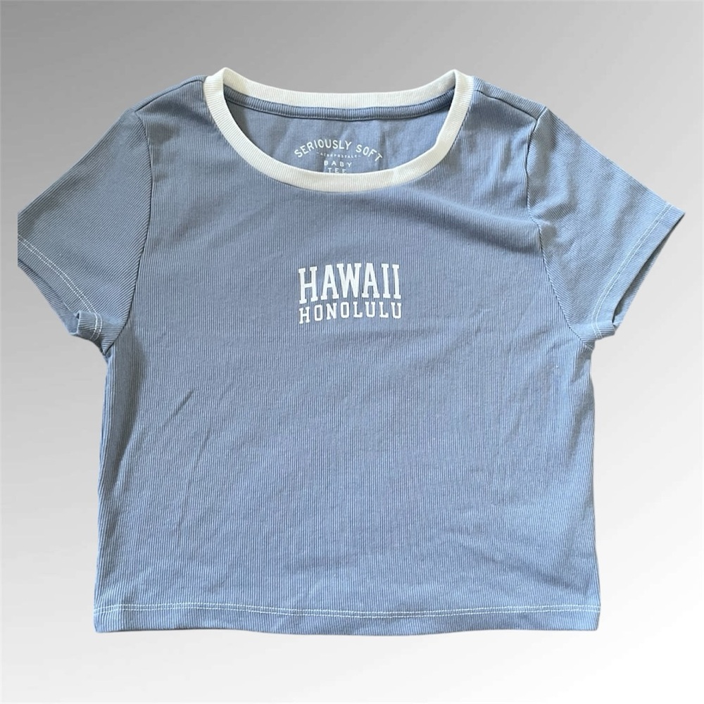 Baby blue Hawaii Aeropostale preppy trendy baby tee shirt size large